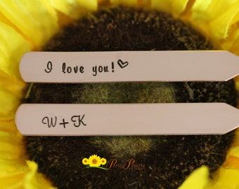 I Love You Collar Stays, Suit Accessories, Valentine Gift for Him, Men's Anniversary Gift, Initial Collar Stays, Personalized Collar Stays