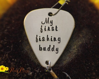 My First Fishing Buddy Lure, New Dad Gift, Baby Reveal, Custom Fishing Lure, Hand Stamped, Grandpa Gift, Father's Day Gift, Fishing Keychain