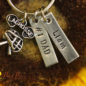 Lacrosse Tag Keychain, Lacrosse Team Gift, Personalized Lacrosse Gift, Coach Gift, Gym Bag Tag, Sports Keychain, Father&#39;s Day, Grandpa Gift