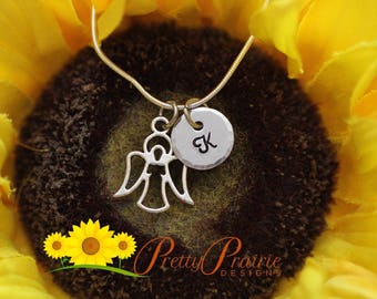 Guardian Angel Necklace, Silver Angel Jewelry, Communion Gift, Memorial Necklace, Personalized, Spiritual, Angel Charm, Rememberance Jewelry