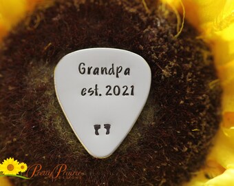 Grandpa Established Guitar Pick, Musician Gift, Pregnancy Reveal, Birth Announcement Pick