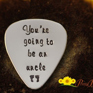 You&#39;re Going to be an Uncle Guitar Pick, Pregnancy Reveal, Custom Guitar Pick, Metal Pick, Birth Announcement, New Uncle Gift, Uncle Keyring