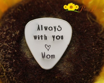 Always With You Guitar Pick, Hand Stamped Metal Pick, Gift for Music Lover, Child Pick, Band Member Gift, Guitarist Present, College Gift