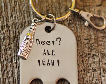Beer Bottle Opener, Opener Keychain, Wedding Party Gift, Beer Lover, Father's Day, Retirement, Housewarming, Love Beer, Grilling Gift