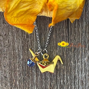 Gold Origami Paper Crane Necklace, Bird Jewelry, Good Luck Jewelry, Origami Crane Charm, Graduation Gift, BFF Necklace, Bird Lover Gift