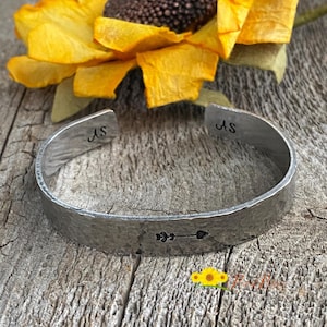 Arrow Cuff Bracelet, Hand Stamped, Personalized Valentine Jewelry, Custom Traveler Gift, Graduation Bracelet, Girlfriend Gift, Love Jewelry