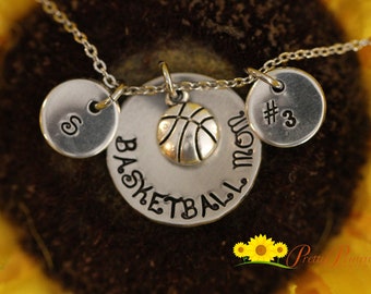 Personalized Basketball Mom Necklace, Initial and Jersey Number, Basketball Mom or Dad Gift, Basketball Keychain, Basketball Coach Gift