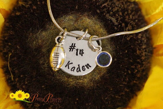 Personalized Football Necklace Flag Football Football Mom | Etsy