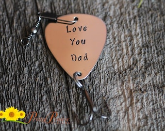 Love You Lure, Hand Stamped, Fishing Hook, Father's Day Gift, Gift for Fisherman, Dad Gift, Grandpa Gift, Custom Made Lure, Metal Lure