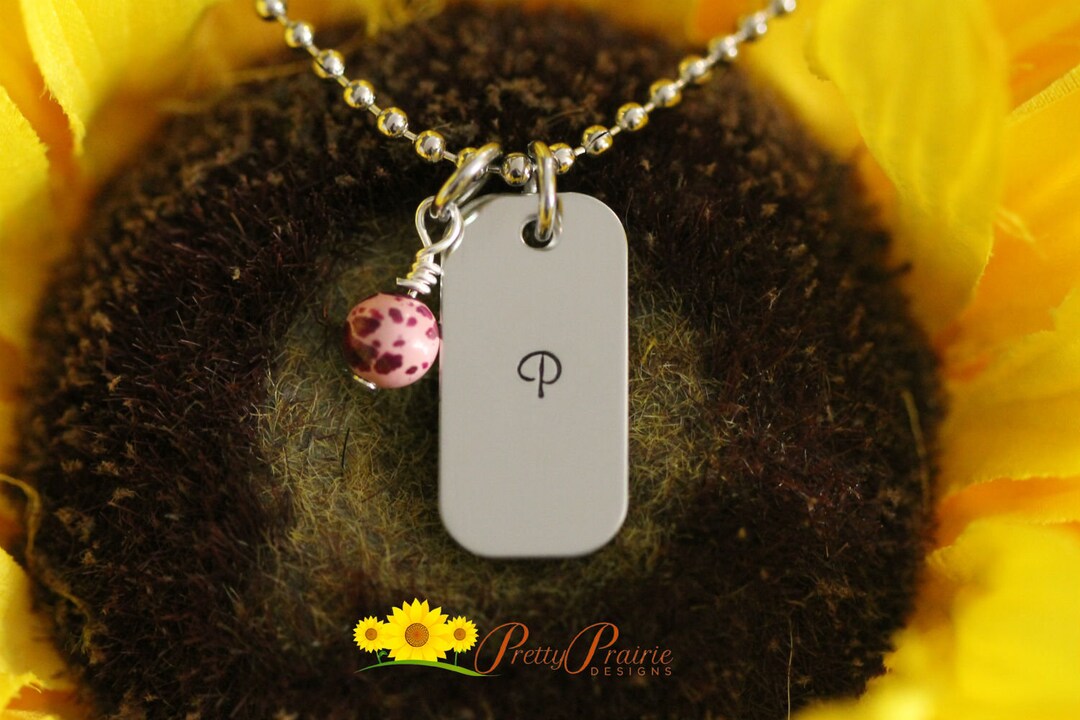 Mini Dog Tag Initial Necklace Dog Tag Jewelry Hand Stamped Etsy