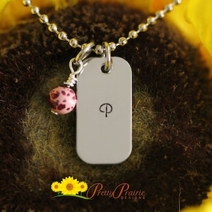 Mini Dog Tag Initial Necklace, Dog Tag Jewelry, Hand Stamped, Simple Jewelry, Minimalist Jewelry, Jewelry for Him or Her, Silver, Gold, Rose