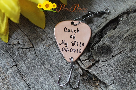 catch of my life fishing lure Catch of My Life Lure, Custom Made Lure, Fishing Gifts, Engagement or  Wedding Gift, Hand Stamped Fishing Hook, Anniversary Gift, Date Lure