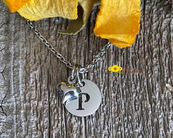 Silver Initial Promise Necklace, Love Necklace, Heart Jewelry, Personalized Heart Necklace, Girlfriend Birthday, New Mom, Valentine Gift