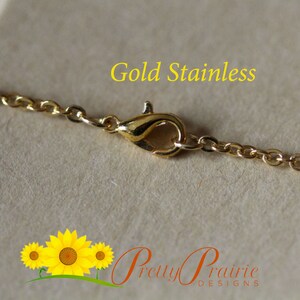 May include: Gold stainless steel chain with a lobster clasp closure.