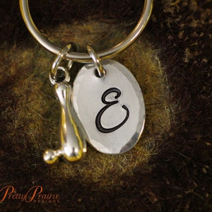 Bowling Initial Keychain, Gift for Bowler, Bowling Team Gift, Bowling Mom or Dad Present, Coach Gift,  Love to Bowl Gift, Bowling Pin Charm