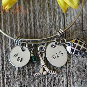 Initial Hockey Bangle, Personalized Hockey Gift, Hockey Player Gift, Hand Stamped, Hockey Mom, I Love Hockey Bracelet, Hockey Girlfriend