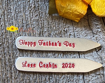 Happy Father's Day Collar Stays, Personalized Collar Stays, Collar Stiffeners, Dad Birthday, Suit Accessory, Gift from Kids, Custom Stays
