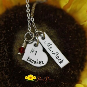 Best Teacher Heart Necklace, #1 Teacher, Personalized, Preschool Teacher Gift, Teacher Christmas, End of Year, Teacher Retirement, Keychain