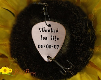 Hooked on You Since Fishing Lure, Custom Made Lure, Fishing Gifts,  Anniversary or Valentine Gift, Hand Stamped Fishing Hook, Dated Lure - Etsy