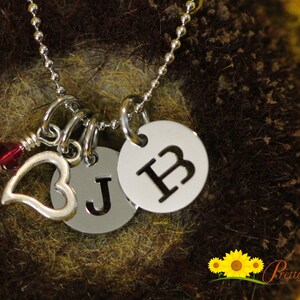 Silver Initial Heart Necklace, Promise Necklace, Girlfriend Birthday, Personalized, Engagement, Anniversary, Kid's Initials, Mom Gift