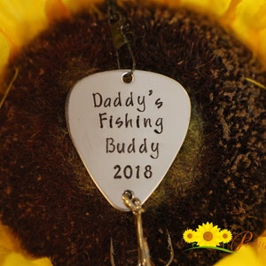 Daddy's Fishing Buddy Lure, Custom Fishing Hook, Father's Day Gift, New Dad Present, Baby Reveal, Angler Gift, Hand Stamped Fishing Lure image 2