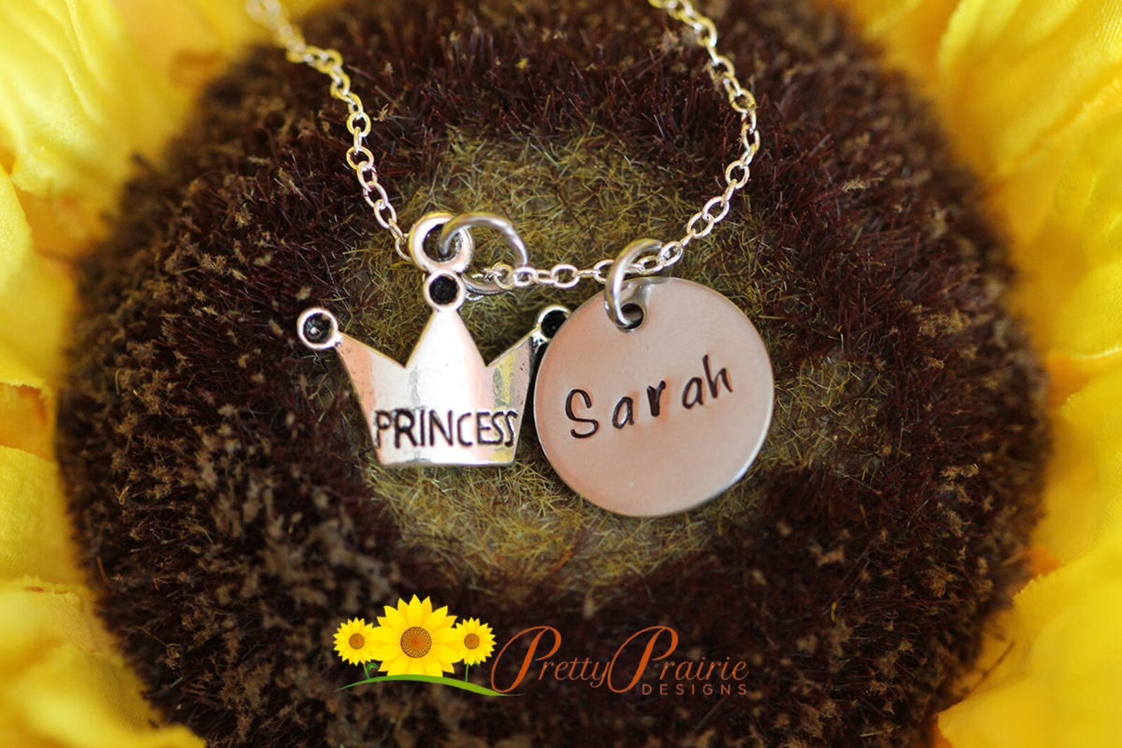 Princess Name Necklace, Princess Jewelry, Crown Charm, Little Girl ...