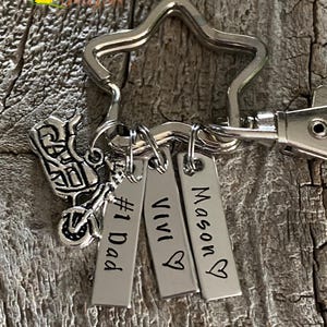 Motorcycle Keychain, Motocross Keychain, Personalized Motorcycle Gift, Father&#39;s Day for Motorcycle Rider, Harley Dad, Motocross Dad Gift