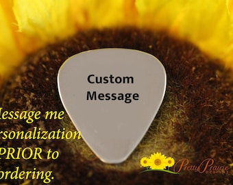 Custom Message Guitar Pick, Personalized Message, Hand Stamped Gift, Metal Pick, Music Lover Gift, Musician Present, Guitar Accessory
