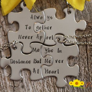 Ensemble de pièces de puzzle toujours ensemble, estampillés à la main, cadeau de pièce de puzzle BFF, sœurs, bijoux mère-fille, sœurs de sororité, porte-clés de famille