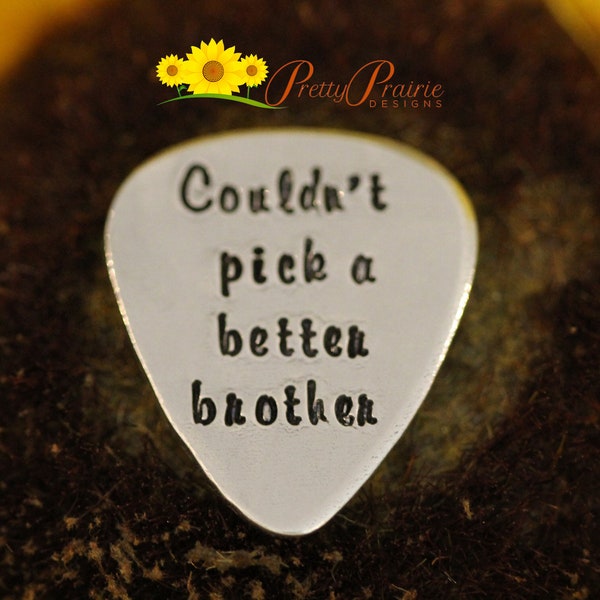 Couldn't Pick a Better Brother Guitar Pick, Better Sister, Hand Stamped Metal Pick, Gift for Brother, Musician Brother, Guitarist Gift