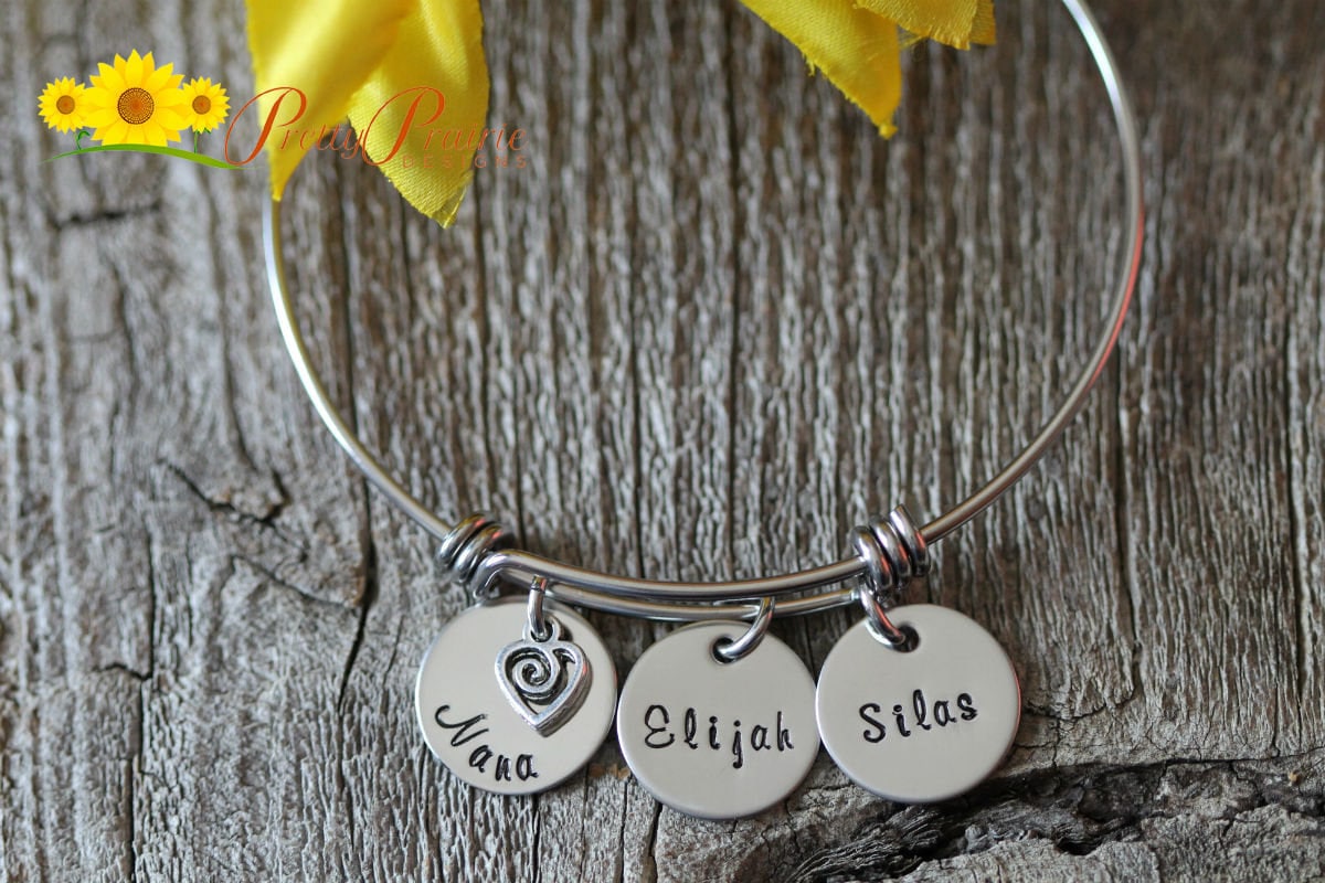Silver Handmade Bangle Initial Stamped - Etsy