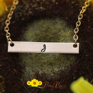 Initial Bar Necklace, Hand Stamped Initial Bar, Dainty Necklace, Minimalist Bar Jewelry, Personalized Bar Necklace, Copper Bar Necklace