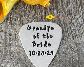 Grandpa of the Bride Guitar Pick, Wedding Gift for Grandfather, Musician Grandpa, Thank You Papa