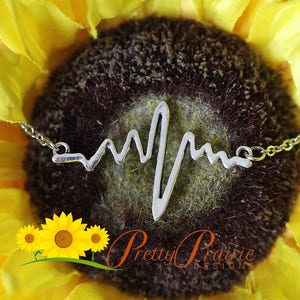 Silver Heartbeat Bracelet, My Heart Beats for You, Nurse Jewelry, Anniversary Gift, I Love You Jewelry, EKG Bracelet, Nurse Gift