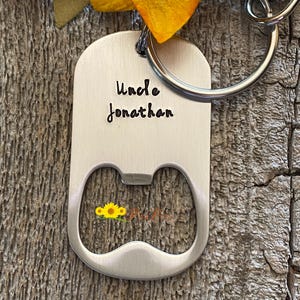 Personalized Bottle Opener, Keychain Bottle Opener, Dad Gift, Father&#39;s Day, Hand Stamped, Custom Beer Lover Gift, Uncle Gift, Brother Gift