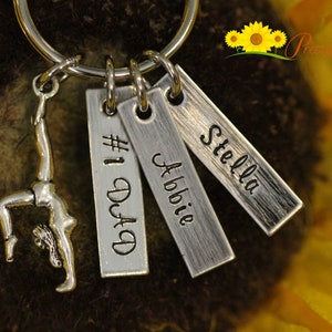 Gymnastics Tag Keychain, #1 Dad, Hand Stamped, Personalized, Father's Day Gift, Gymnastics Dad, Gymnast Keychain, Mother's Day, Coach Gift