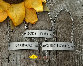 Silver Soap Dispenser Labels, Hand Stamped Mason Jar Tags, Farmhouse Bottle Organizers, Kitchen and Bath Accessories