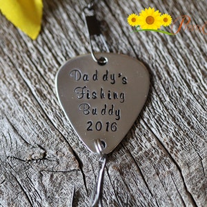 Daddy's Fishing Buddy Lure, Custom Fishing Hook, Father's Day Gift, New Dad Present, Baby Reveal, Angler Gift, Hand Stamped Fishing Lure image 1