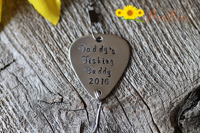 Daddy's Fishing Buddy Lure, Custom Fishing Hook, Father's Day Gift, New Dad Present, Baby Reveal, Angler Gift, Hand Stamped Fishing Lure image 1