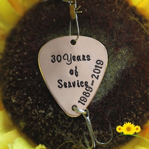 Years of Service Fishing Lure, Military Fish Hook, Retirement Gift for Fisherman, Custom Lure, Hand Stamped, Dated Lure, First Responder