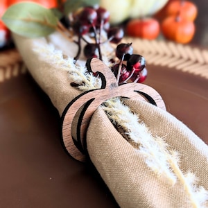 Pumpkin Napkin Ring - 100% REAL Wood - Walnut - Thanksgiving Napkin Ring - Holiday Place Setting - Wood Napkin Ring - Elegant Place Setting