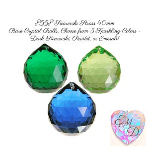 RARE 40mm Swarovski Strass Crystal Ball - Peridot, Emerald, Dark Sapphire