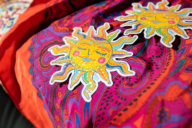 Holographic Sun Sticker Decal Rainbow Sparkle / Sun Moon - Etsy