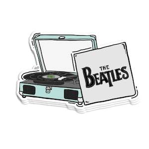 Record Player Vinyl Sticker - Decal , Music , Sixties , Seventies , Laptop , Water Proof , Here comes the sun