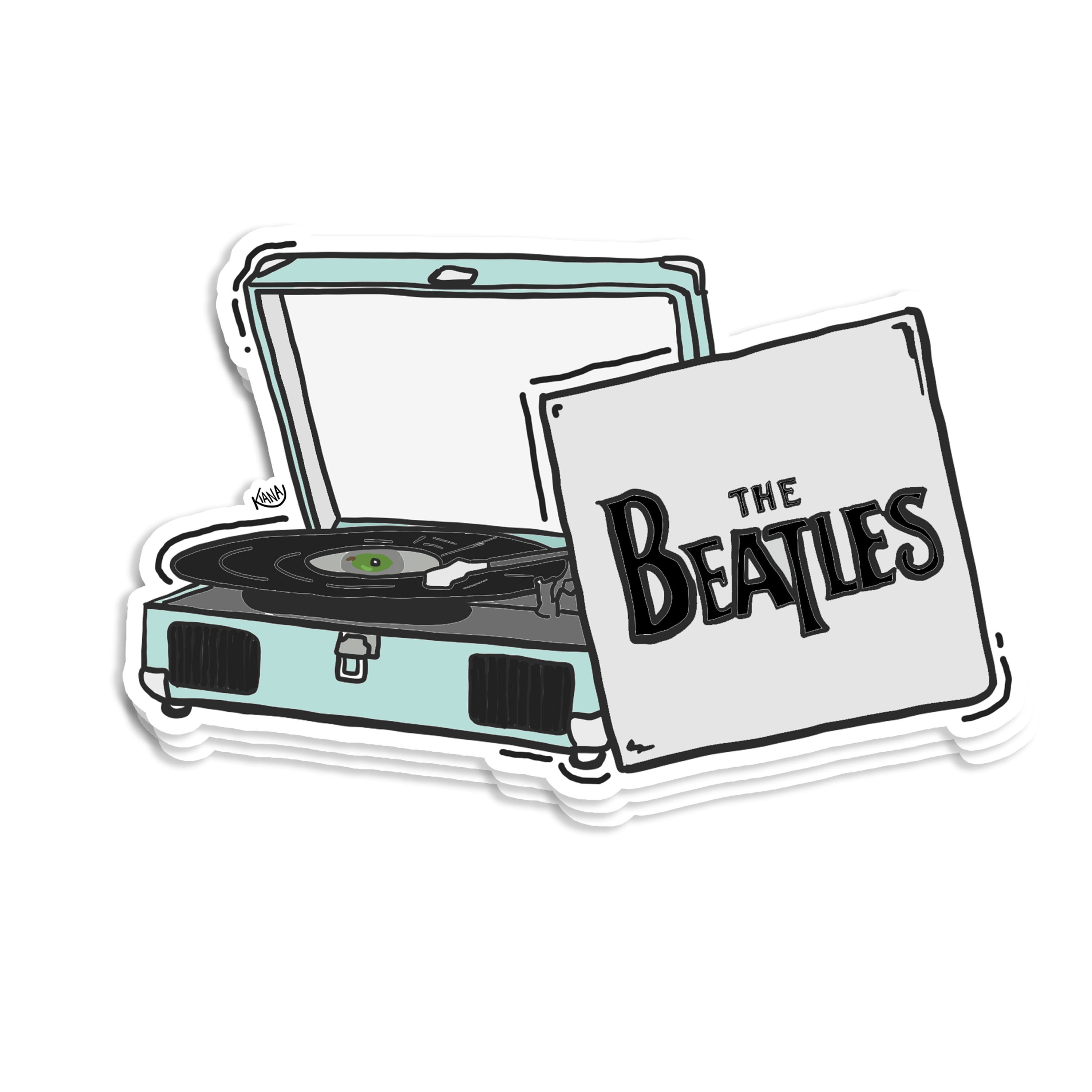 Record Player Vinyl Sticker - Decal , Music , Sixties , Seventies , Laptop , Water Proof , Here comes the sun