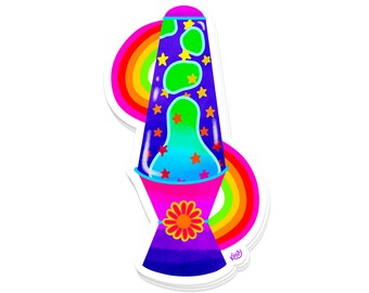 Retro Lava Lamp Sticker - Decal , Groovy , Rainbow , Glossy , Laptop, Skateboard , Phone , Waterproof