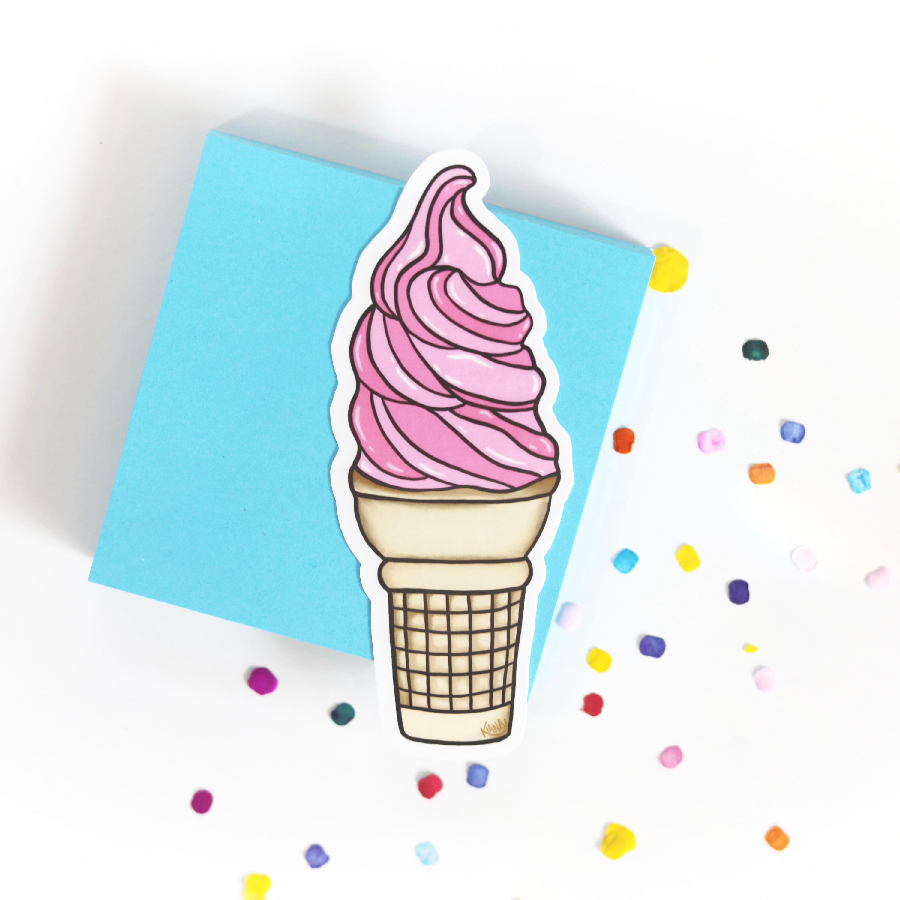 Strawberry Ice Cream Vinyl Sticker - Etsy