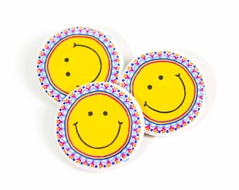 Colorful Smiley Face - Button Pin