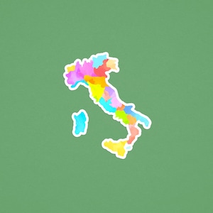 Italy Map Sticker - Decal , Italy , travel stickers , gift, water proof , laptop , language , boot , watercolor