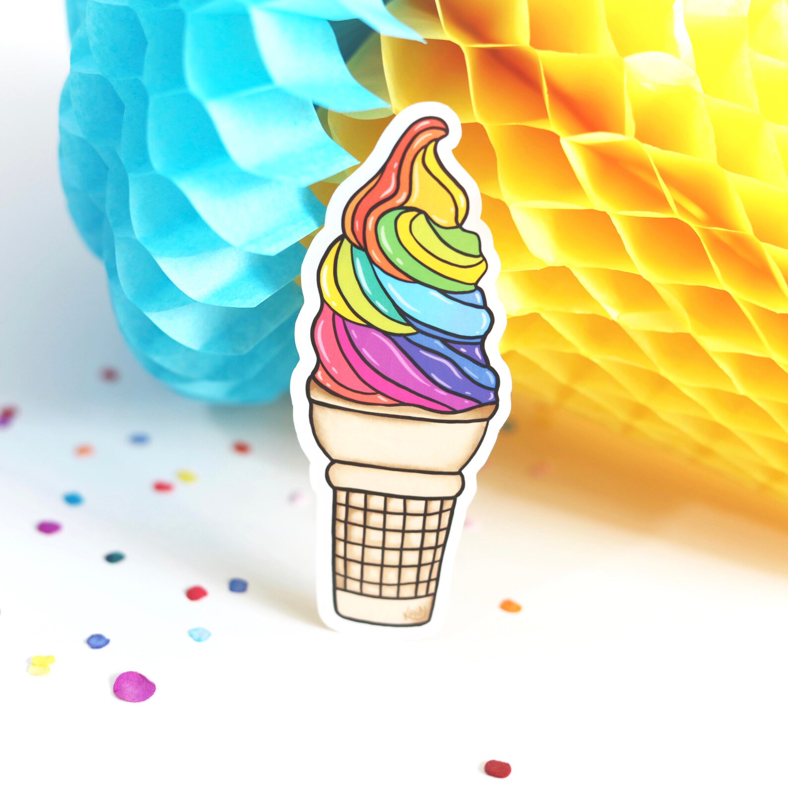 Tie Dye Ice Cream Vinyl Sticker Etsy